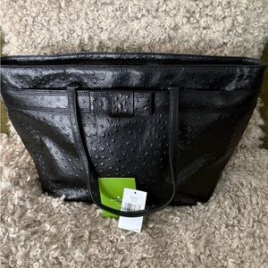 Kate Spade Ostrich Embossed Leather Tote Black | Valencia Road Harmony | NWT